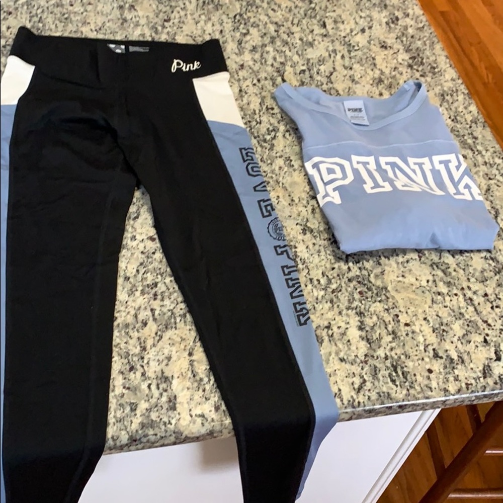 Blue matching set. Leggings and long sleeve shirt